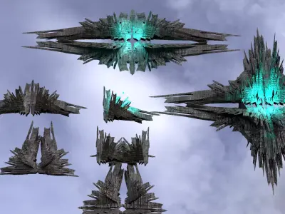 Cyberpunk Dystopian crystal Star shard collection 3D model