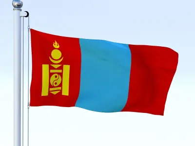 Animated Mongolia Flag Low-poly 3D model