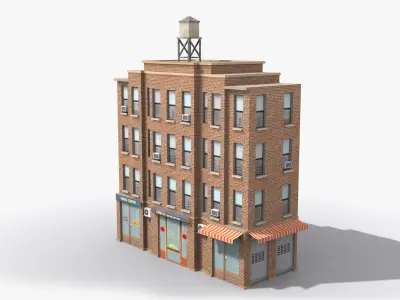 Apartment Building x6 Low-poly 3D model
