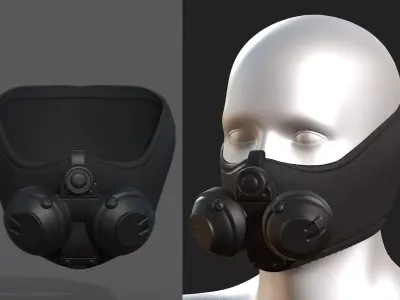 Gas mask scifi respirator plastic protection combat  Low-poly 3D model