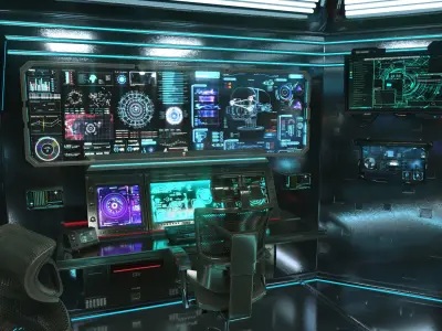 Sci Fi Interior Station Control Panel 3D model