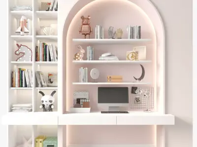 Children wall with toys and decor 3D model