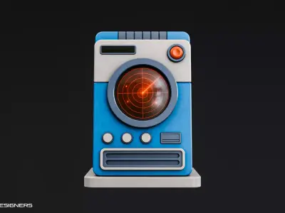 Retro Scifi Radar Device Low-poly 3D model
