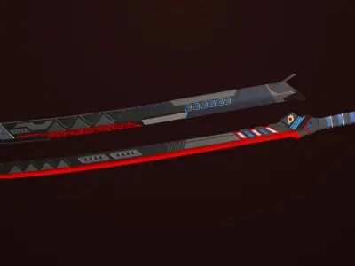Sci-Fi Sword 02 All PBR Unity UE Textures Included Low-poly 3D model