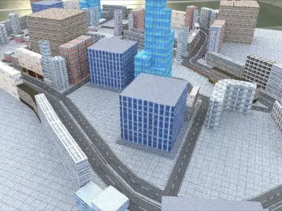 low poly city minecraft Low-poly 3D model