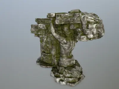 temple stone structure Low-poly 3D model