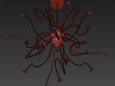 RIALTO gold chandelier with crystals hanging from it 3D model