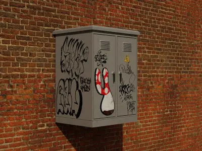 Electricity box Low-poly 3D model