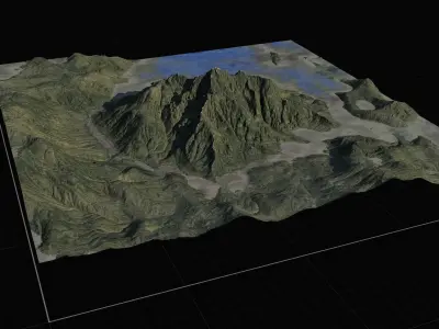 8K Gaea lake and height map texture Low-poly 3D model