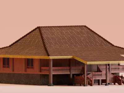 Traditional Houses - Rumah Nuwo Sesat Low-poly 3D model