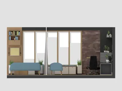 Modern low-poly office interior Low-poly 3D model