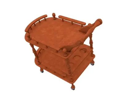 Wooden Serving Trolley 3D model