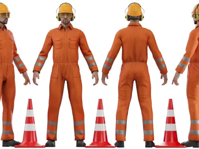 Road worker 3D model purchase