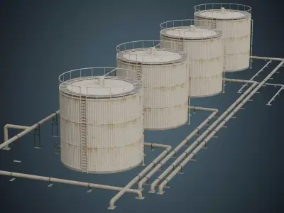 Refinery 1B Low-poly 3D model