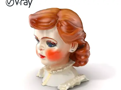 Vintage Porcelain Doll Lifelike Elegance Model Pack Low-poly 3D model