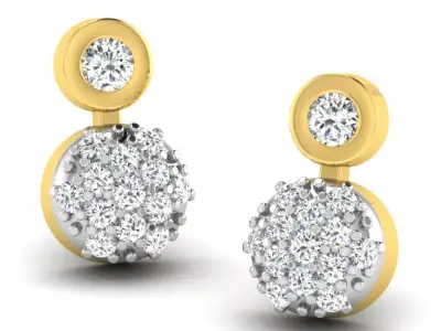 Gold Diamond Women Earring 3D print Model 3D print model 149