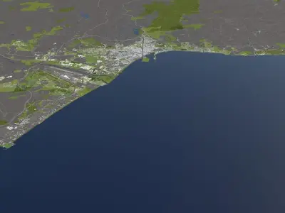 Malaga 50x50km 3D City Map 3D model