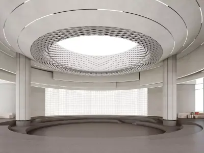 Modern Circular Public Hall with Amphitheater Steps 3D model