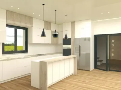 kitchen with cabinets and wooden floors Free 3D model