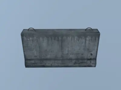 Concrete Road Block Barrier Low-poly 3D model