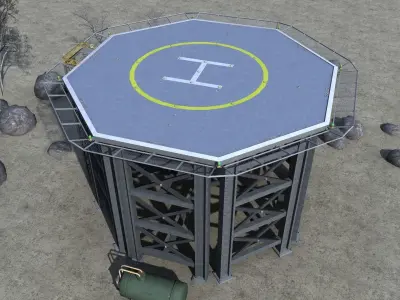 Helipad - industrial helicopter landing pad - Unity 3d package Low-poly 3D model