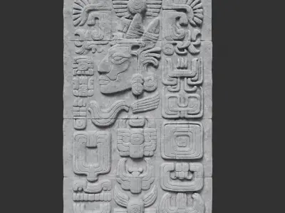 High poly Gray Mayan Temple Wall 230719 3D model