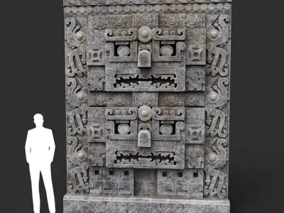 Low poly Mayan Inca Aztec Wall Modular Pack 210616 Low-poly 3D model