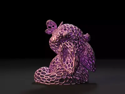 Rabbit with a butterfly Voronoi 3D print model
