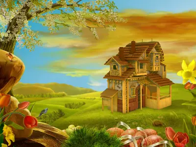 house with stables 3D model