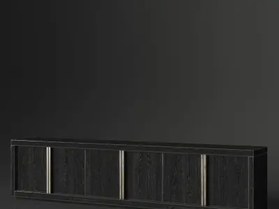 RH BEZIER PANEL 6-DOOR MEDIA CONSOLE 3D model