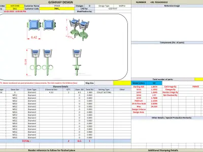 Princess Cut Diamond Stud Earrings CAD Design Gold Silver 3D print model