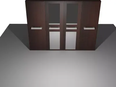 cupboard wooden wardrobe with glass doors 3D print model