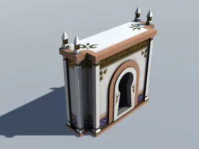 Bedroom Set C ornate door Low-poly 3D model