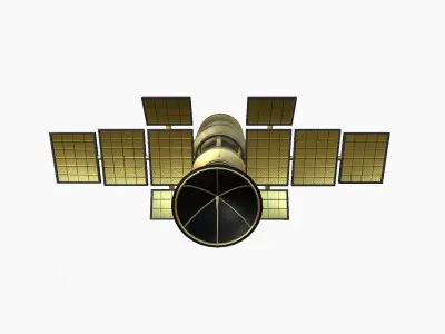 Satellite A02 Golden - SciFi Space Design Low-poly 3D model