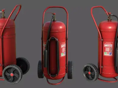 Wheeled Extinguisher Low-poly 3D model