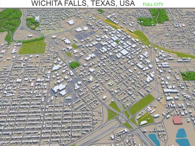 Wichita Falls Texas USA 30km Low-poly 3D model
