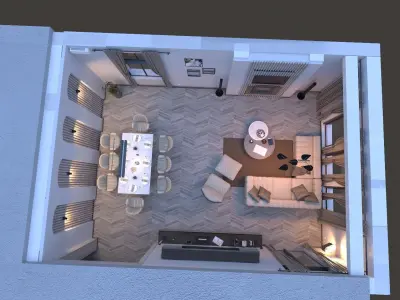 Living room plus dining area high poly and with accesories 3D model