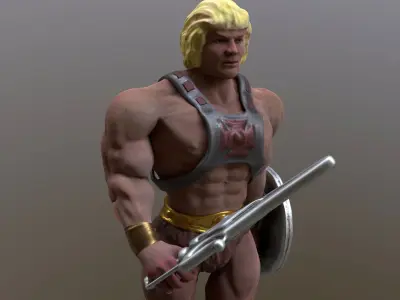 He-Man realistc 1982 version animated Low-poly 3D model