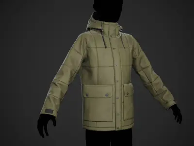 Light Green Winter Jacket Style 1 Low-poly 3D model