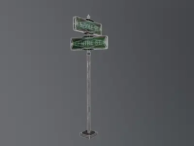 Post Apocalyptic Sign Low-poly 3D model