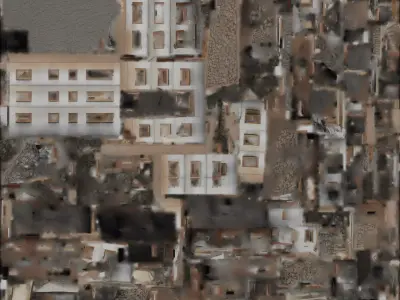 Low Rise Destroyed Building 3D Model Concrete Ruin Low-poly 3D model