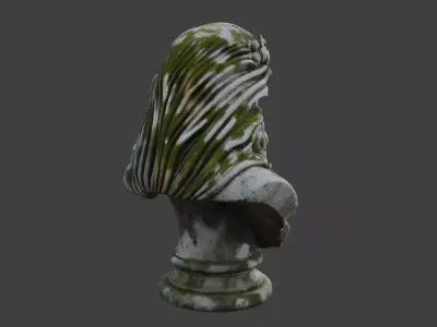 Ancient Weathered Stone Philosopher Bust Low-poly 3D model