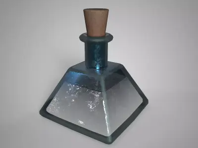 Fantasy Potion Bottle Divine White Elixir Game Ready 3D Model Low-poly 3D model