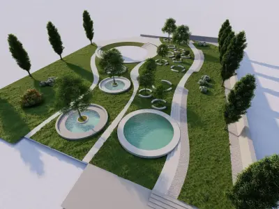 public park-Private Park Landscape 3D model