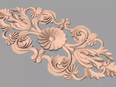 Bed door flower 3D relief STL model for CNC engraving E526 3D model