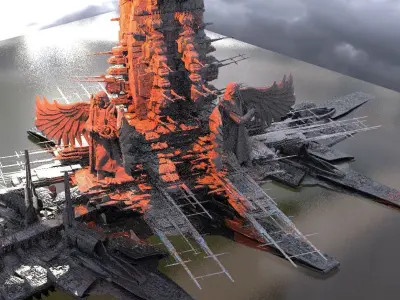Evil Cult hidden Space Facility 3D model
