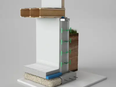 Wall Cross Section Insulation 3D model