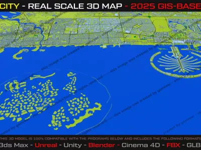 Dubai Real-Scale 3D Map - 2025 Gis Data 3D model
