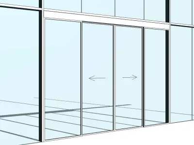 Curtain Wall Automatic Double Sliding Door 3D model