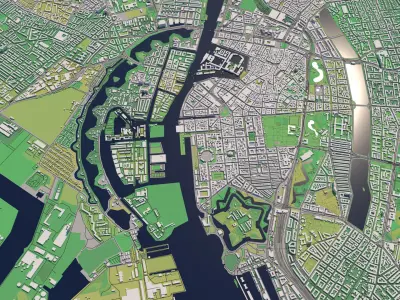 Copenhagen Denmark 25x25km 3D City Map 3D model
